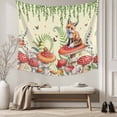 thumbnail image 5 of Mushroom Fox Large Tapestry for Bedroom Wall Hanging Tapestry, Green Leaf Butterfly Red Retro Plant Ceiling Backdrop Tapestries Poster Blanket Wall Decor for Teens Room Living Room Dorm 86" x 104", 5 of 8