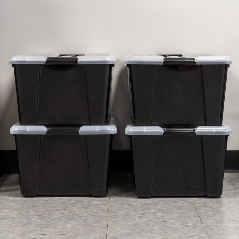 11 Gallon Stackable Plastic Storage Bins with Lids, 4 Pack photo 6
