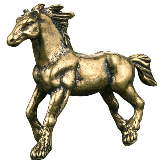 USHOBE Copper Horse Statue Golden for Outdoor Decoration 1Set 2.2x0.8x1.7in