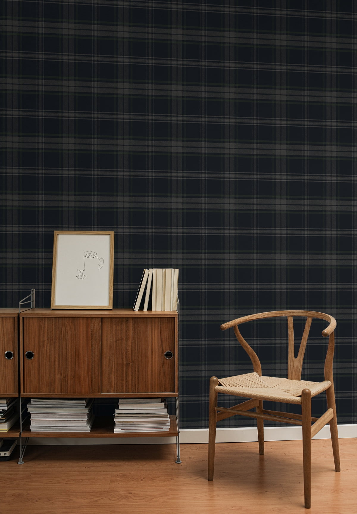 Seabrook Designs Dark Blue & Evergreen Dellabrooke Plaid Prepasted Wallpaper - 20.5 in. W x 33 ft. L Roll
