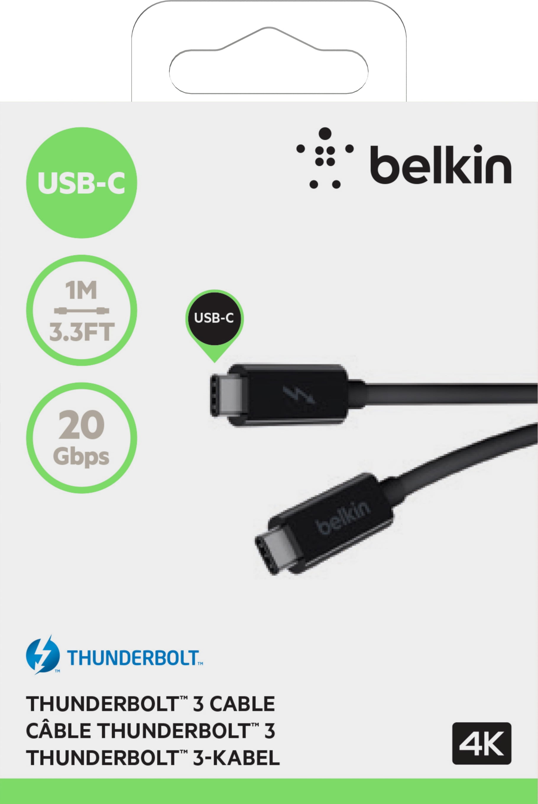 Gecomprimeerd eenzaam vijand Belkin Thunderbolt 3 - Thunderbolt cable - 3.3 ft - Walmart.com