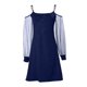 thumbnail image 5 of Vestido de manga larga de malla de color liso para mujer para Navidad: estampado festivo, cuello en V, ropa informal para fiestas, 5 of 5