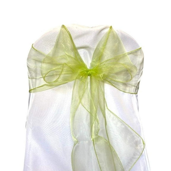 9 x 10 Ft Organza Chair Bows/Sashes Apple Green (12 pieces)