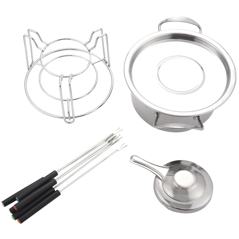 WHK Stainless Steel Fondue Set,Kitchen Craft Multifunctional Melting Pot,with Six Forks 