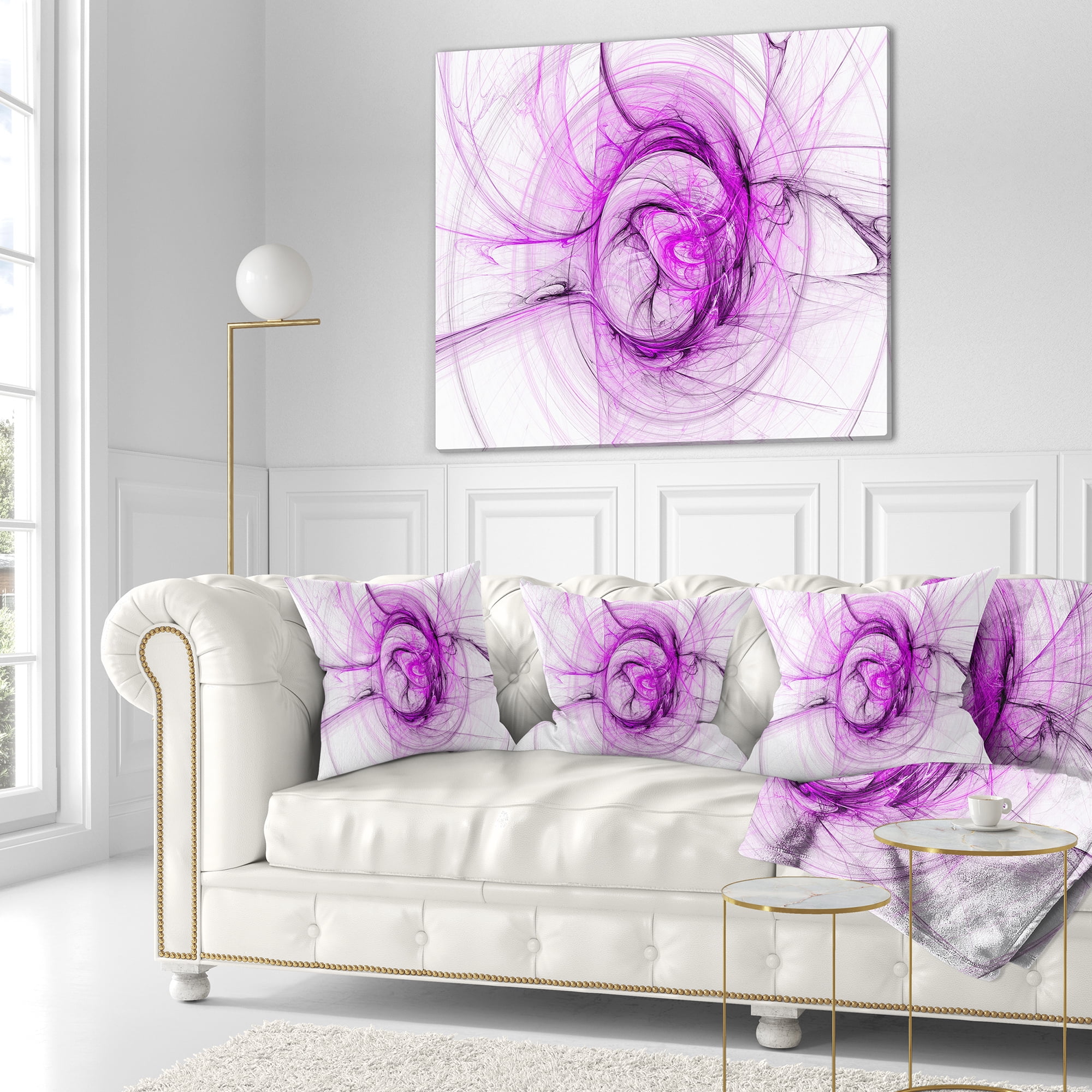 Designart Wisps of Smoke Purple - Abstract Throw Pillow - 18x18