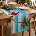 thumbnail image 3 of Coastal Christmas Santa Dresser Scarf Farmhouse, Dining Table Decorations for Wedding/Parties, Xmas Stocking Palm Tree Beach Table Runner 72 Inches Long for Kitchen Dining, 13 x 72 In, 3 of 9