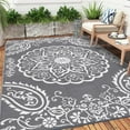 thumbnail image 2 of Outdoor Rug x Reversible Outdoor Plastic Straw Rug Large Outdoor Patio Rug RV Mat Outside Indoor Outdoor Rugs for Patio RV Balcony Deck Picnic Backyard Porch Grey, 2 of 7