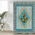 thumbnail image 2 of Extra Long Shower Curtain 72x84 Inch, Blue Anchor Nautical Shower Curtain Waterproof Bathroom Decor Ocean Coastal Geometric Vintage Fabric Bath Curtain Set Accessories with Hooks, 2 of 6