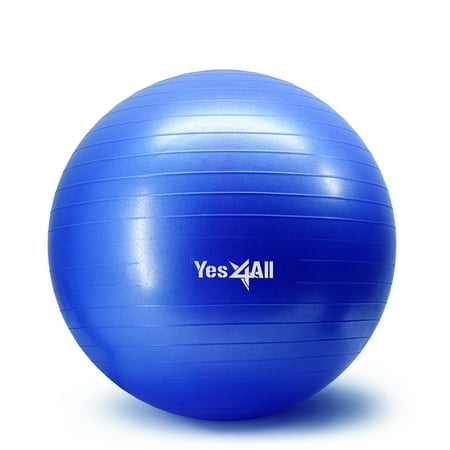Yes4All Yoga Exercise Ball / Balance Ball / Stability Ball – Great for Yoga, Fitness, Core Strength Training – Anti Burst & Extra Thick (55 cm,