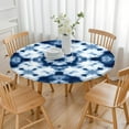 thumbnail image 3 of Blue White Tie Dye Mandala Pattern Round Fitted Tablecloth with Elastic Edge,Dining Table Cover Waterproof,Outdoor Round Tablecloth for Camping,Dining,Indoor and Outdoor, 3 of 7