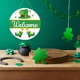 thumbnail image 4 of Happy St Patricks Day Sign Front Door Decor, Green Shamrock Clover Horseshoe Farmhouse Wood Door Hanger, Spring Outdoor Indoor Wall Hanging Decorations, 4 of 5