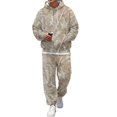thumbnail image 4 of JULMCOMO Mens Tracksuit Tree Leaf Print Drawstring Hooded Casual Loose Fit Pullover Sweatshirt Drawstring Jogging Pants Sweatsuit Fall Winter 2 Piece Sets Beige XL, 4 of 5
