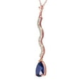 thumbnail image 2 of Galaxy Gold 14K Solid Rose Gold 14" Necklace with 1.79 CTW 1.79 CTW Natural Diamonds and Pear-Shaped Sapphire, 14"-24" Sizes, September Birthstone, Symbol of Loyalty, 2 of 2