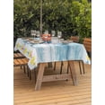 thumbnail image 3 of Outdoor Tablecloth with Umbrella Hole for Patio/Picnic/Party/Camping, Sea Turtle Coastal Waterproof Table Cloth Rectangle Table Cover Washable, Floral Starfish Blue Vintage Wooden (54"x 80"), 3 of 8