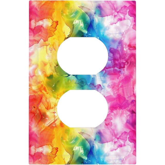 Neukim Decorator Switch Cover 1 Gang Duplex Ink Tie Dye Rainbow Wall Plate Outlet Switch Covers Light Switch Cover Receptacle Cover