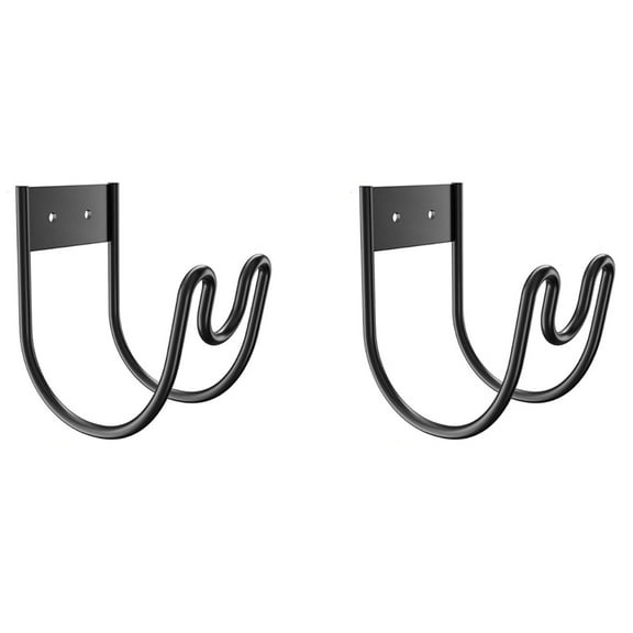 2X Garden Hose Metal Holder - Wall Mounted Water Hose Holder - Hose Hanger for Water Hose Extension Cords Vacuum Hose,2 x Hose Storage,Black