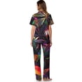 thumbnail image 3 of TSOVTHRID Tropical Leaves Print Pajama Set for Women Notch Collar Soft Loungewear With Elastic Waist Long Pants Women Nightwear Set, Size S, 3 of 7