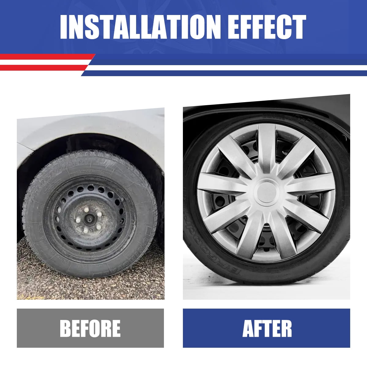 15 inch 1 Piece Hubcap Wheel Rim Cover R15 for 2002-2006 Toyota Camry Snap-on Installation Lacquer