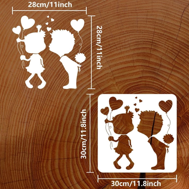 8-Piece Valentine's Day Painting Stencils Set - Reusable Plastic Heart, Rose & Love Word Templates For DIY Decor