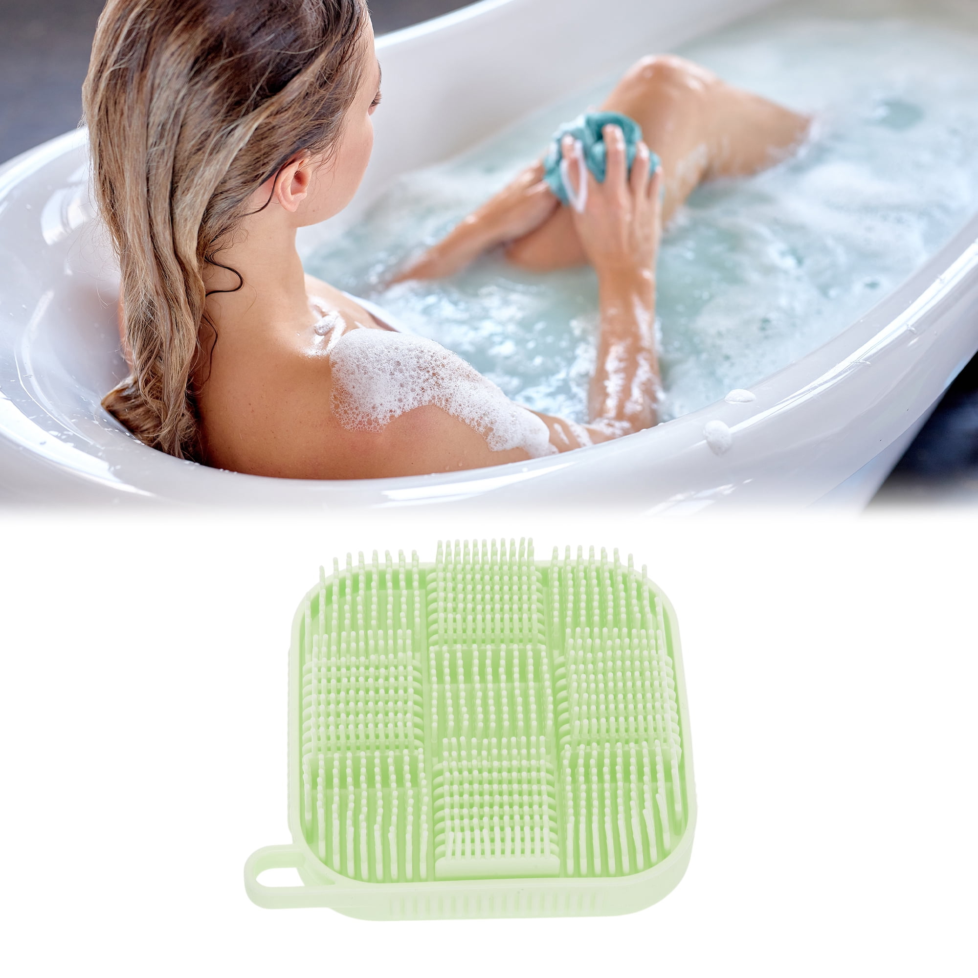 Unique Bargains Nine-square Double-sided Bath Brush 1 Pc Green