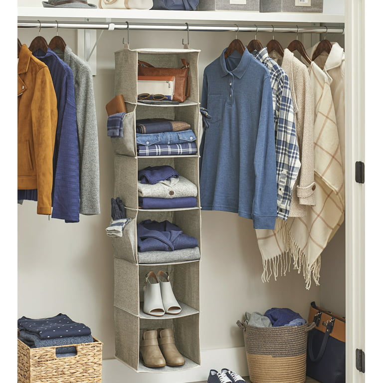 GCP Products Closet Hanging Storage Organizer,6 Shelf Hanging Closet  Organizer With Drawers And Baby,Nursery Closet Organization And Stora…