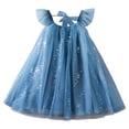 thumbnail image 3 of FINALGANG Girls Kids Sequin Tulle Dress Ruffle Spaghetti Straps Square Neck Flowy Skirt Princess Party Dress For Party Daily Wear Blue 7-8 Years, 3 of 9