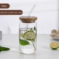 thumbnail image 2 of Shiziwei Glass Cup 16oz Modern Glass Drinking Jar with Bamboo Lid and Reusable Glass Straw, 2 of 7