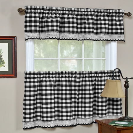 Buffalo Check Gingham Kitchen Window Curtains 36 Tier Valance