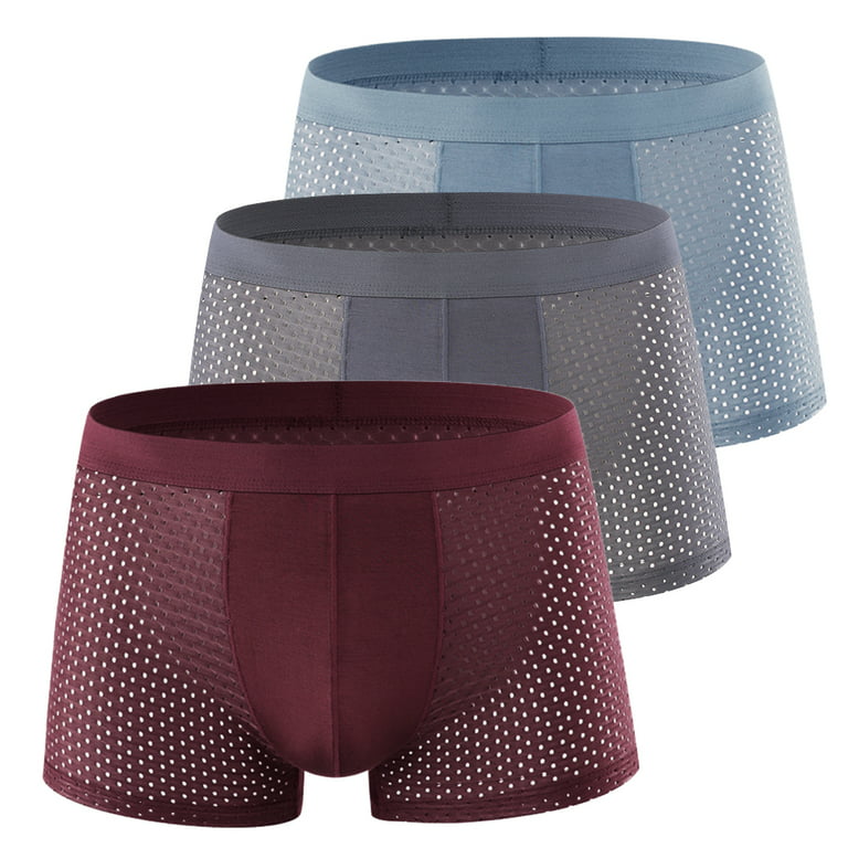 Men's Breathable Mesh Boxer Briefs Underwear in Transparent Ice