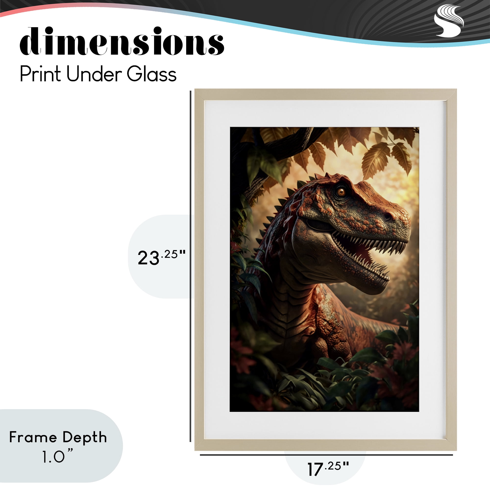 Stupell Industries Jungle Raptor with Ancient Foliage Birch Framed Print Under Glass, design by Creative Studio