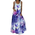 thumbnail image 1 of Cindysus Ladies Casual Floral Print Sundress Swing Dress Women Summer Vest Butterfly Vacation Square Neck Maxi Big Sleeveless Dress, 1 of 2