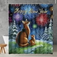 thumbnail image 2 of Happy New Year Abyssinian Family Cheer Winter Midnight Firework Shower Curtain Cat Lover Kitten Owner Gifts Waterproof Bathroom Bathtub Curtain - 02025, 2 of 5