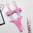 thumbnail image 5 of UTSJKR Women Sexy Monokini Swimsuits Deep V Neck Bodysuit Cut Out One Piece Bathing Suit Chain Linked Swimwear Purple S, 5 of 6