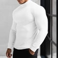 thumbnail image 4 of Neinkie Men Shirt Solid Color Long Sleeves Slim Fit Breathable Basic Soft Half-high Collar Elastic Autumn Tops Men Clothes, 4 of 7