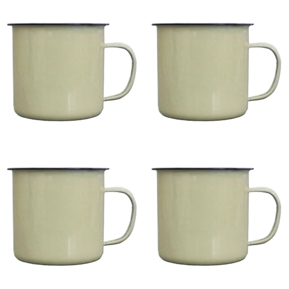 ZFSBZBS 120ML Tea Coffee Mug Set of 4, Enamel Drinking Mugs Cups for Home Use/Office/Party or Camping, Bright Colors,Green