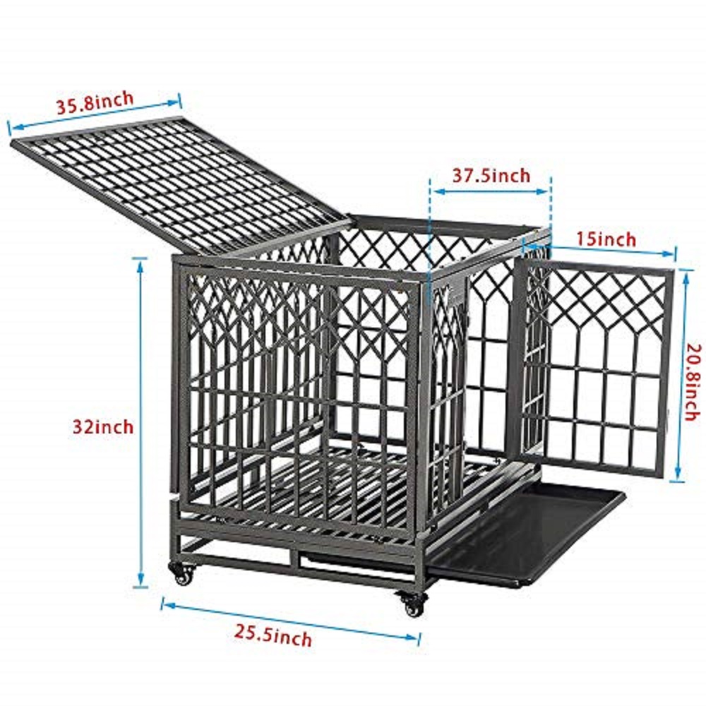 SMONTER Heavy Duty Dog Crate Y Shape Strong Metal Kennel for Large Dogs