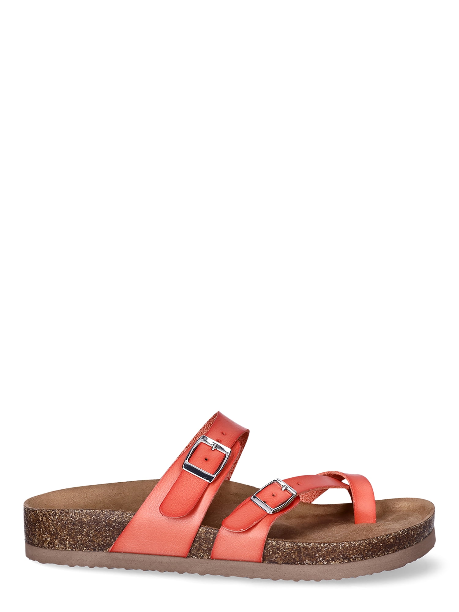 Time and Tru Women's Asymmetric Strap Flat Footbed Sandals, Sizes 6-11, Wide Width Available