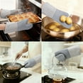 thumbnail image 2 of Unique Bargains 2pcs Soft Silicone Heat-Resistant Oven Mitts Gray 13.4" x 7.3", 2 of 7
