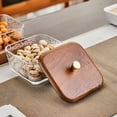 thumbnail image 5 of Snack Serving Tray with 2 Glass Bowls and Walnut Wood Lids, Brown Organizer for Coffee Table, 5 of 7