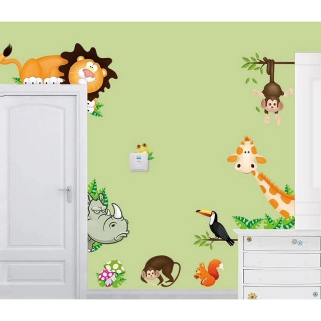 Vinil Decorativo Infantil Animales Salvajes De La Selva Sala Dara Baby Syene VinDe173