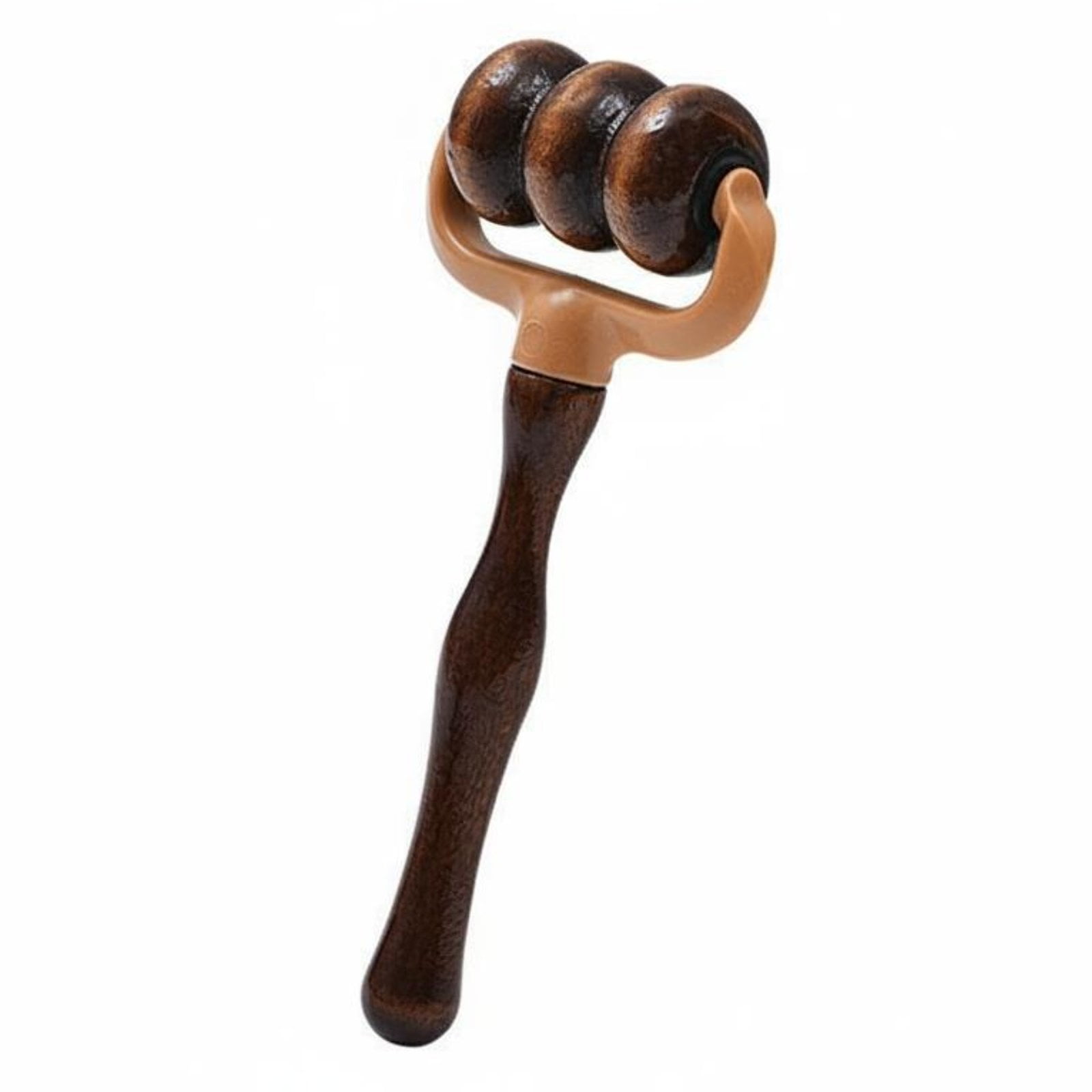 amagogo Wooden Bead Roller Massager Handheld Stick Ergonomic V Shaped Grip Smooth Rolling Wood for Body Tension Relief Office Home Travel