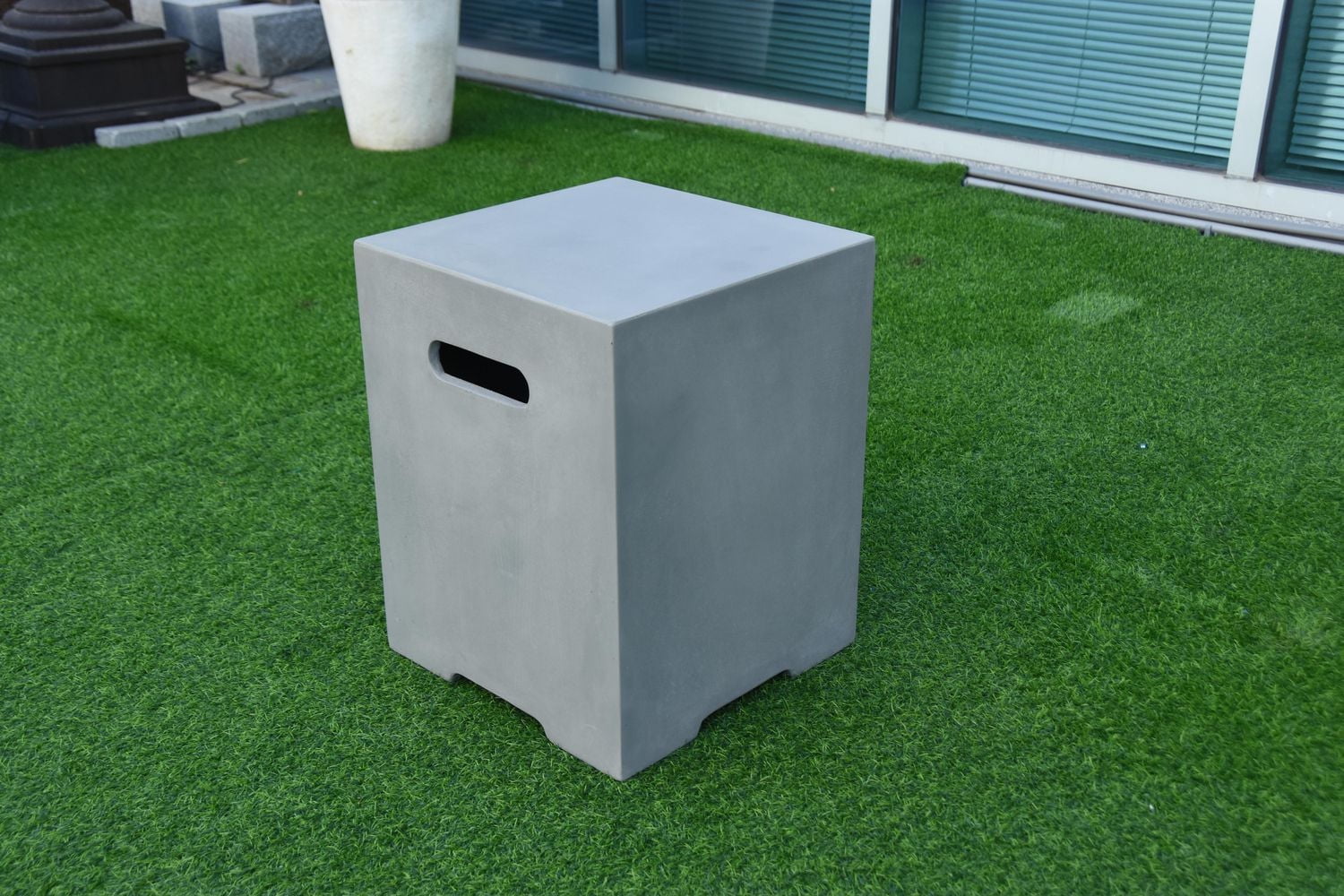 Elementi Square Propane Tank Cover, Glass-Fiber Reinforced Concrete - Fire Pit Accessories -Smooth Gray