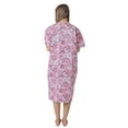 thumbnail image 4 of Women's Short Sleeve Woven Snap-Front Closure Floral Embroidery Housecoat Duster Lounge Nightgown, Pink XXX-Large, 4 of 5