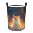 thumbnail image 1 of Balery Starry Sky Constellation Cat Cesta de ropa redonda con asas, impermeable, independiente, para ropa, juguetes, dormitorio y familia-Small, 1 of 6