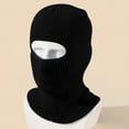 thumbnail image 2 of Qcmgmg 1 Hole Ski Mask Winter Knitted Balaclava Warm Full Face Mask Windproof Head Cover for Men Women Sports Outdoor Black, 2 of 9