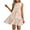 Beige, variant on VEKDONE Women Summer Casual Non Positioning Floral Printed Side Pleated Round Neck Sundress Multicolor L
