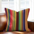 thumbnail image 2 of Mexican Stripes Throw Pillow Cover Rainbow Colorful Stripe Gradient Cotton Linen Cushion Cover Throw Pillow Case with Invisible Zipper for Couch Sofa Bed Chair Car 24x24 Inch, 2 of 9