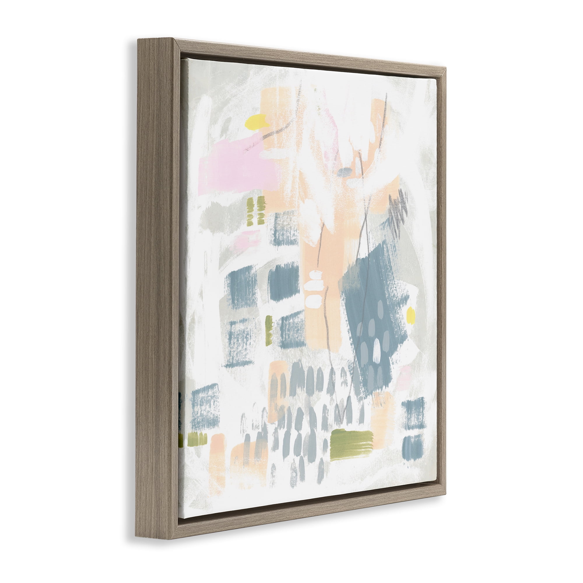 Stupell Industries Pastel Patterned Expression Abstract Painting Brown Floater Framed Canvas Art Print Wall Art, 18 x 18