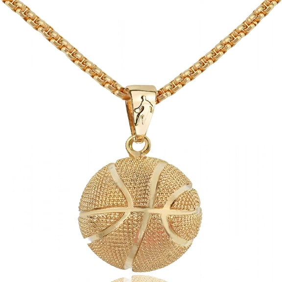 DESIGNICE Gold Chain Basketball Pendant Necklace for Men, Stainless Steel in Gold