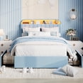 thumbnail image 3 of YUSAZENS Full Size Velvet Upholstered Bed Frame with LED Light, MDF Structure 2 Underbed Storage Drawers, Floor Standing Soft Platform Bed No Box Spring Needed,  Blue, 3 of 9
